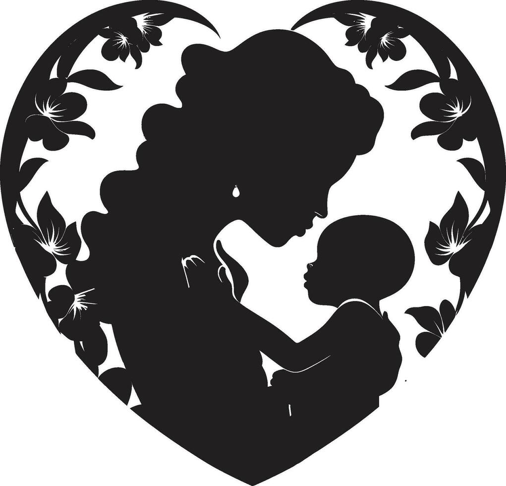 Cherished Connection Emblem of Mothers Day Maternal Love Woman and Child Emblem vector