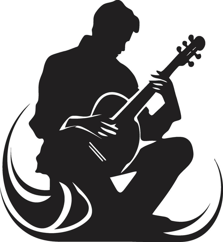 String Symphony Musician Iconic Melody Maestro Guitarist Logo Symbol vector