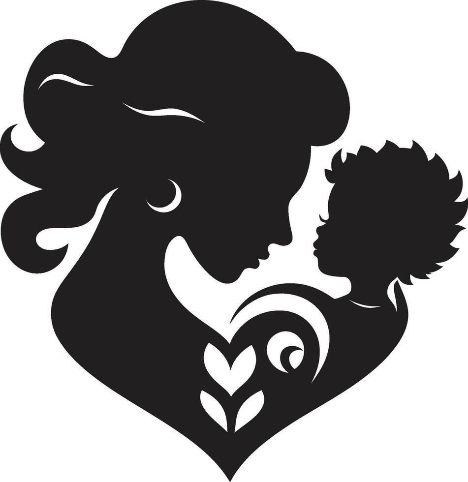 Cherished Connection Emblem of Mothers Day Maternal Love Woman and Child Emblem vector