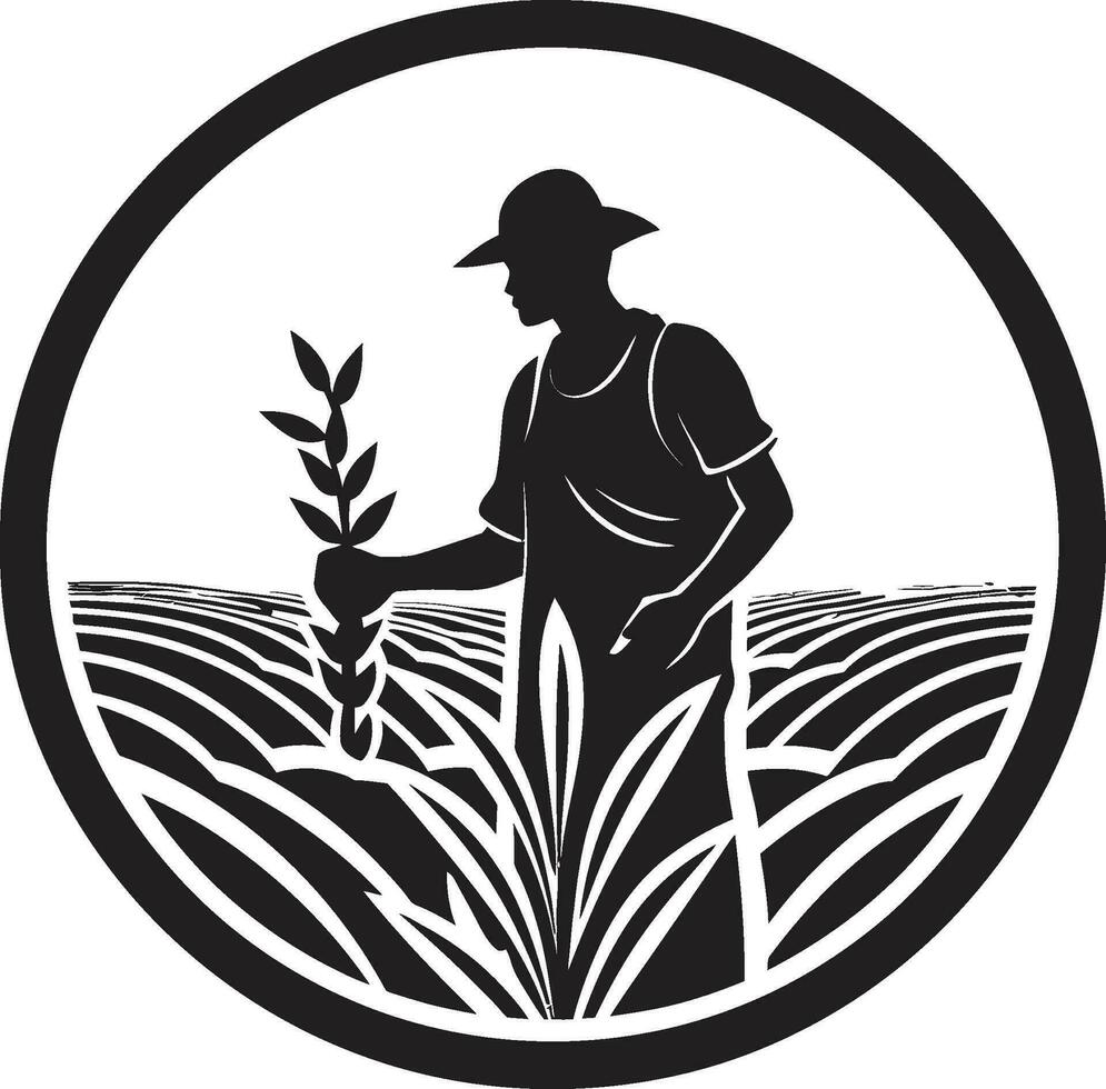 Rural Rhythms Agriculture Iconic Emblem Fields of Prosperity Farming Emblem Vector Icon