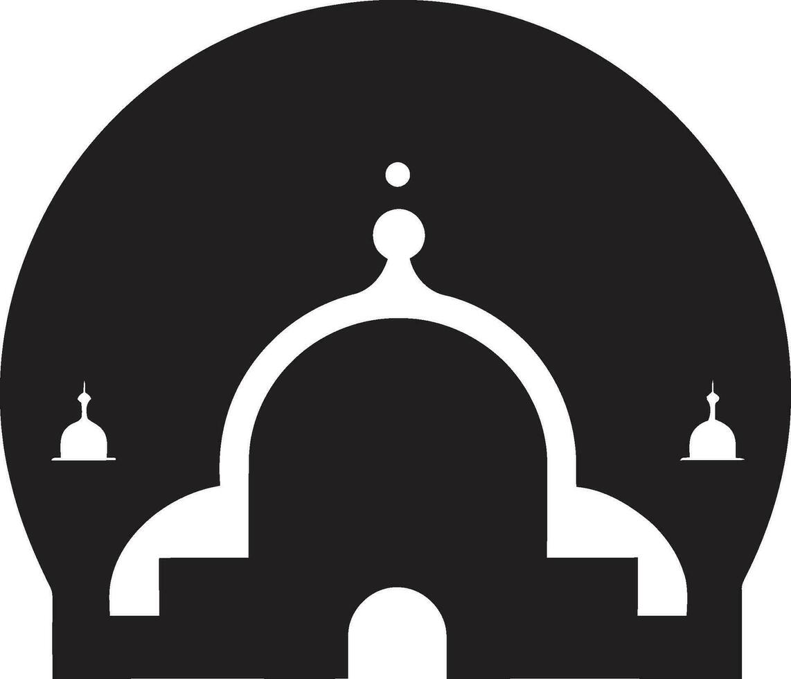 Hallowed Heights Emblematic Mosque Logo Divine Domes Iconic Mosque Vector
