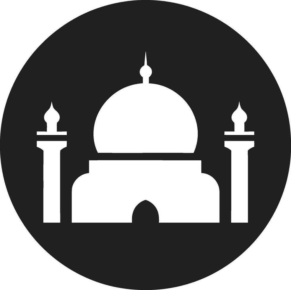 Spiritual Refuge Emblematic Mosque Design Ornate Oasis Mosque Icon Vector