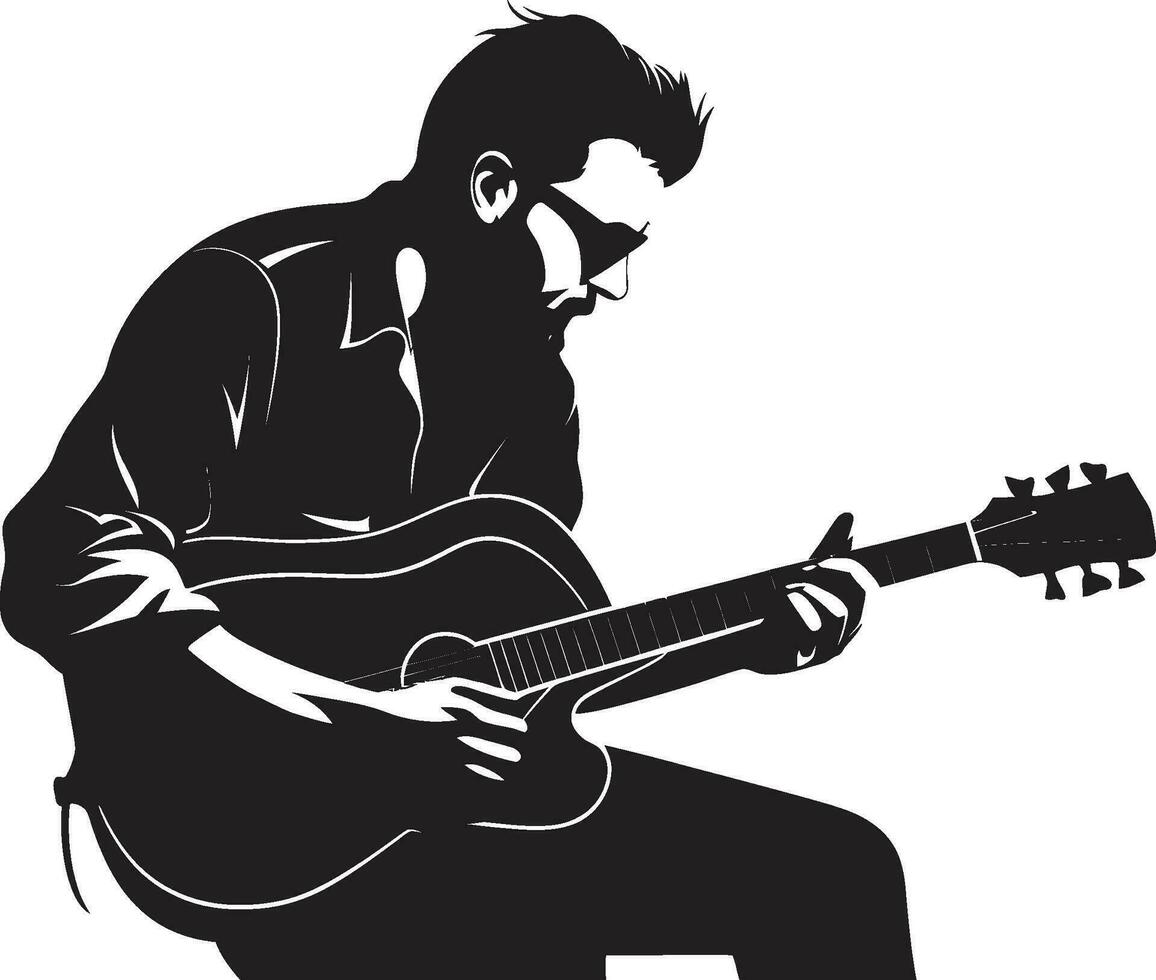 melódico maestría músico emblema diseño rasgueo serenata guitarrista icono vector