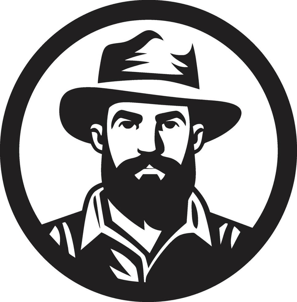 Agrarian Aura Emblematic Design Rural Rhythms Farmer Icon Vector