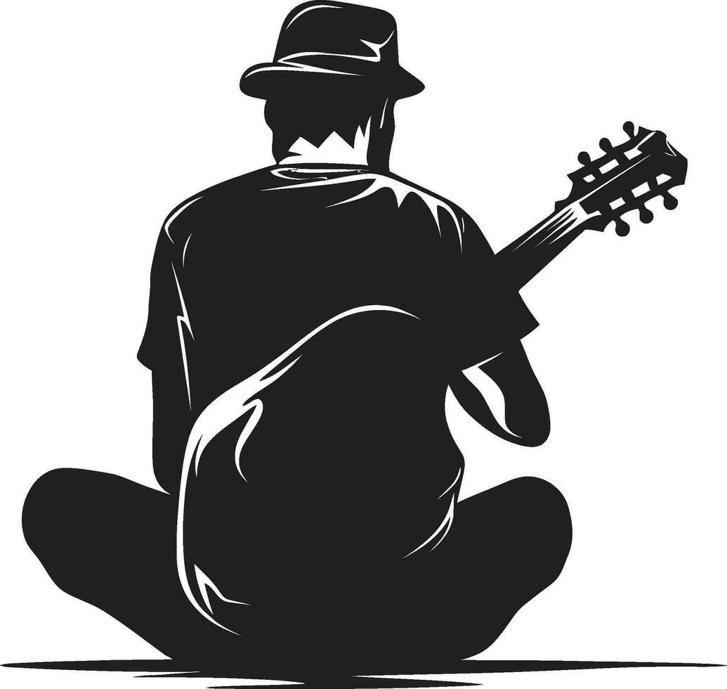 Serenade Style Guitarist Logo Vector Harmonic Harmony Musician Emblem Design