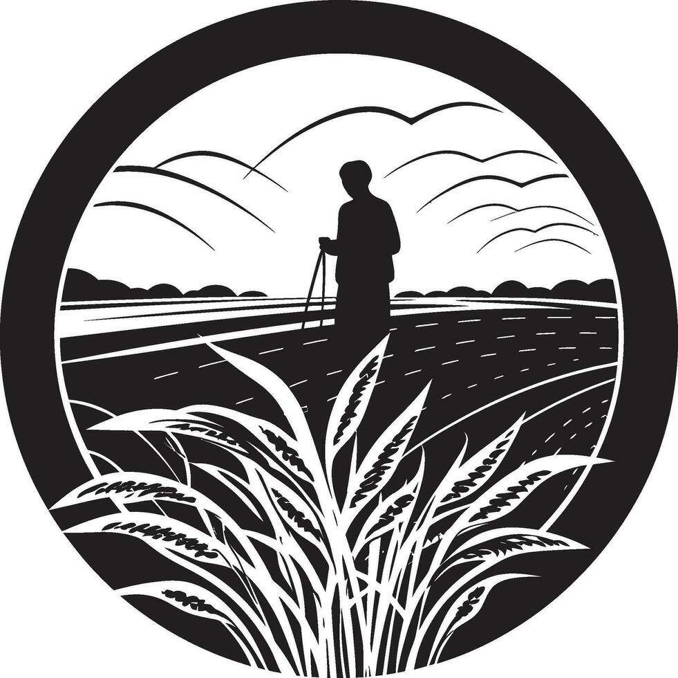 cosecha horizonte agricultura emblema diseño agronomía arte agricultura logo vector gráfico
