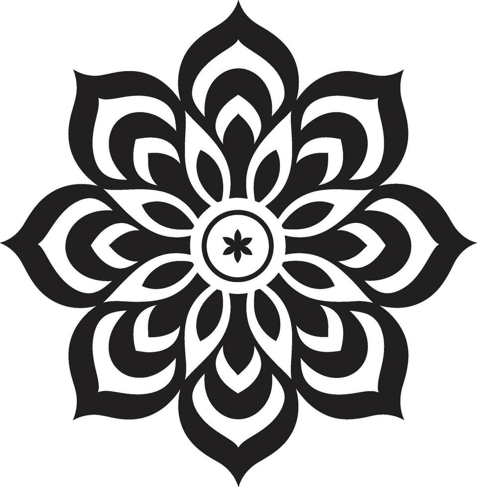 Serene Symmetry Mandala Iconic Design Spiritual Swirls Emblem of Mandala vector