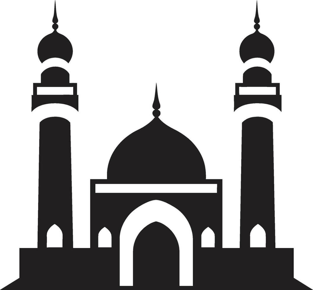 Sacred Spires Emblematic Mosque Logo Tranquil Towers Mosque Icon Vector