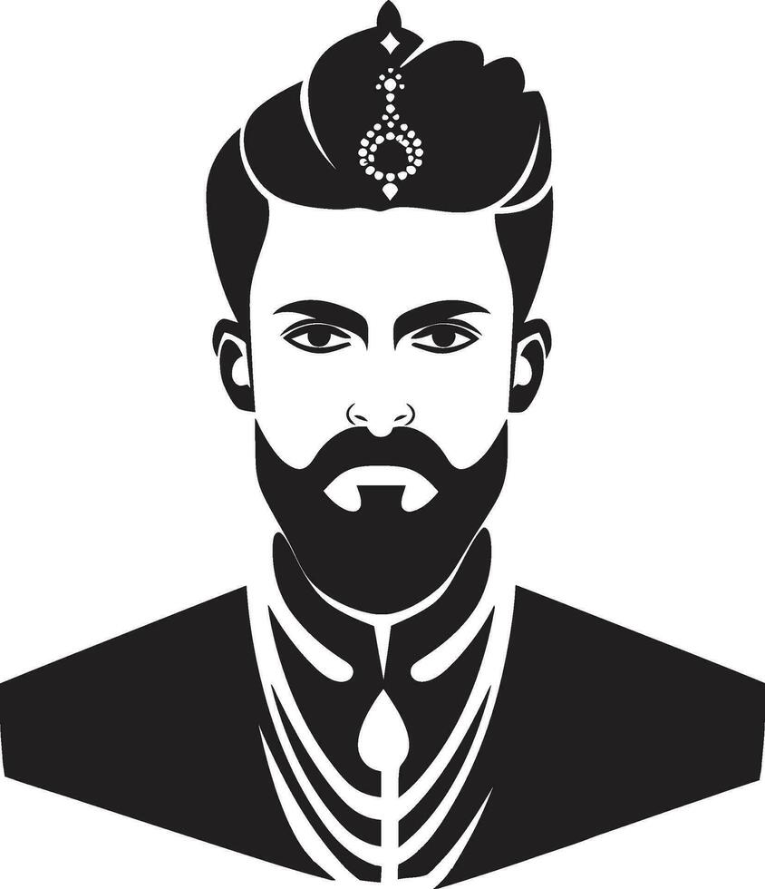 étnico elegancia novio icono vector maharajás marca Boda hombre emblema