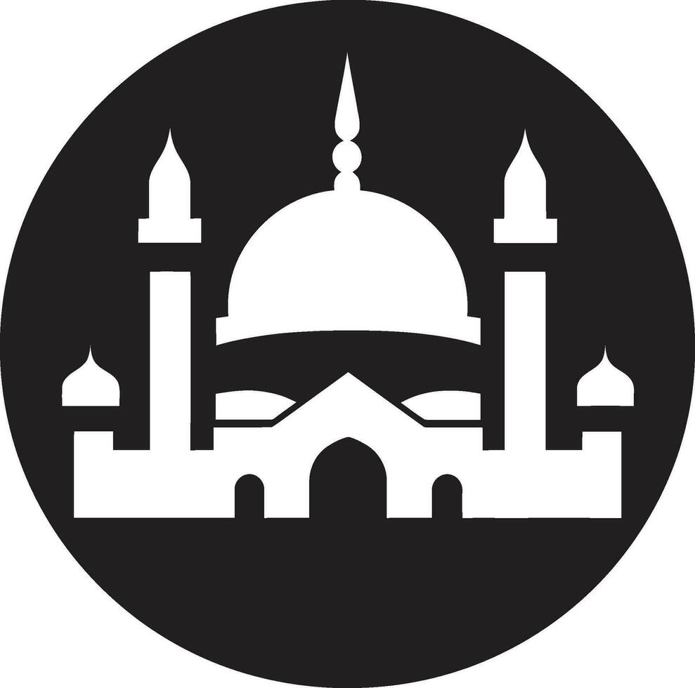 Sacred Silhouette Mosque Icon Emblem Reverent Rise Mosque Emblematic Design vector