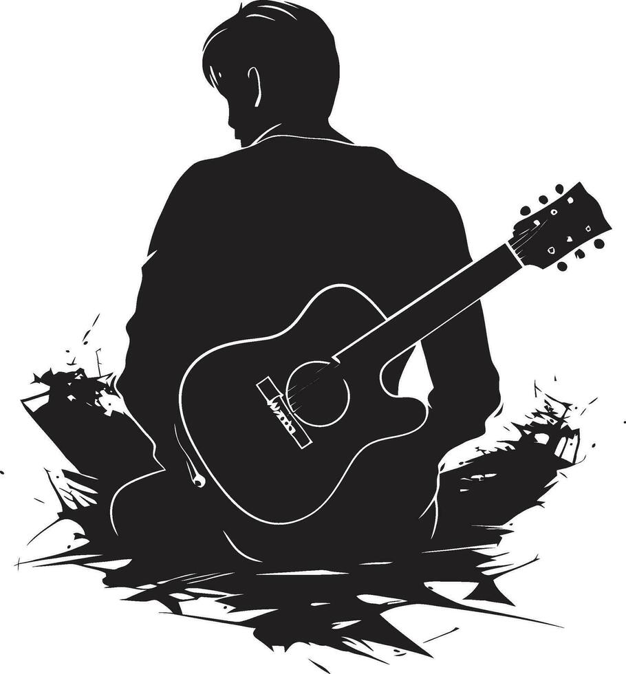 armónico horizonte músico emblemático emblema melódico maestría guitarrista logo símbolo vector