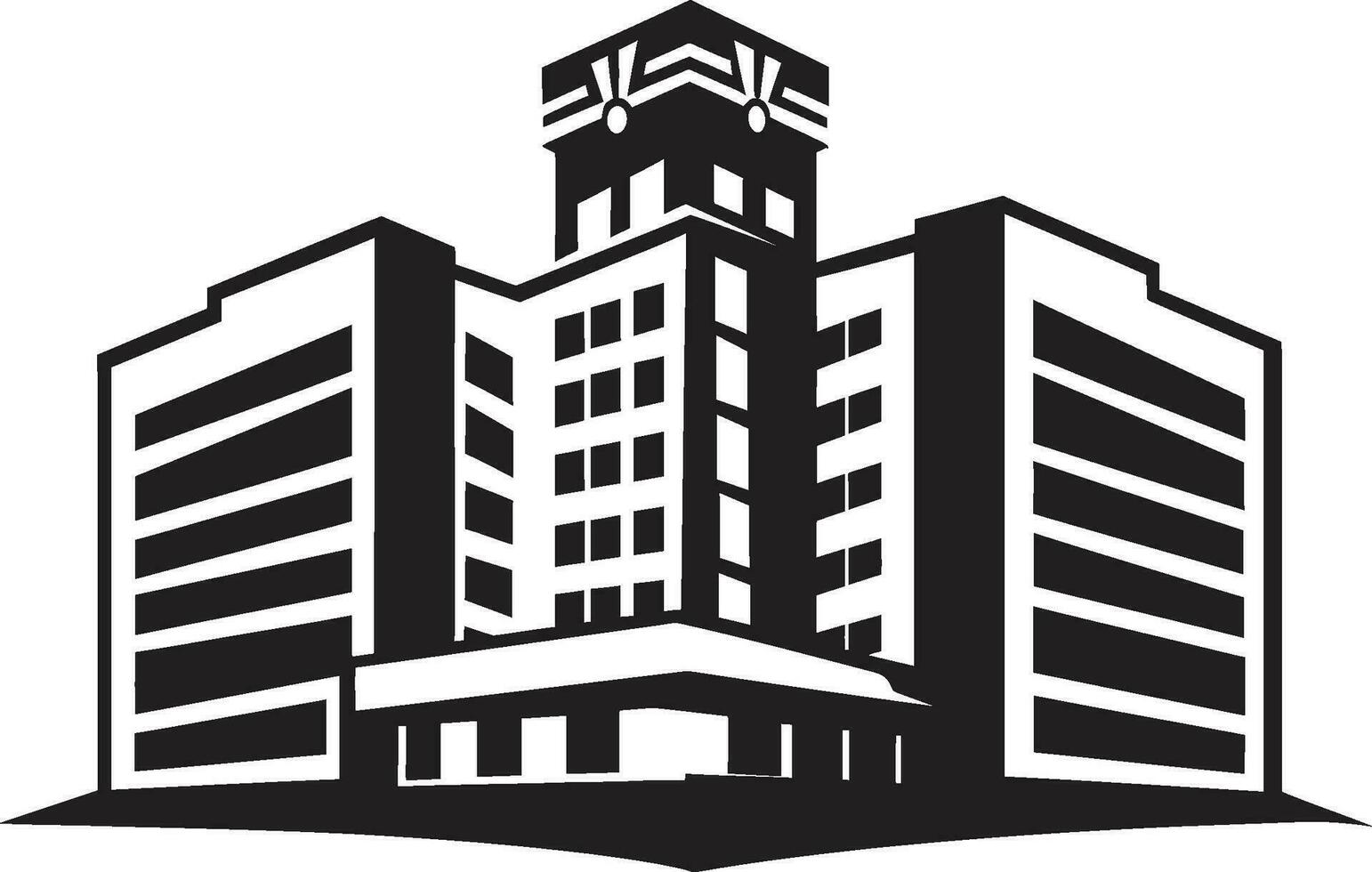 Care Complex Clinic Emblem Vector Wellness Tower Hospital Icon Vector