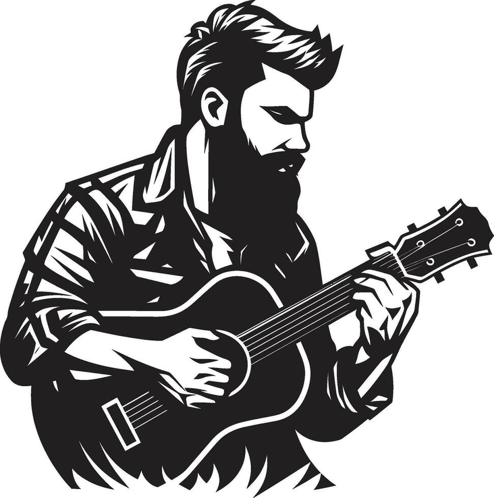 Serenade Style Musician Vector Design Harmonic Harmony Guitar Player Logo Design
