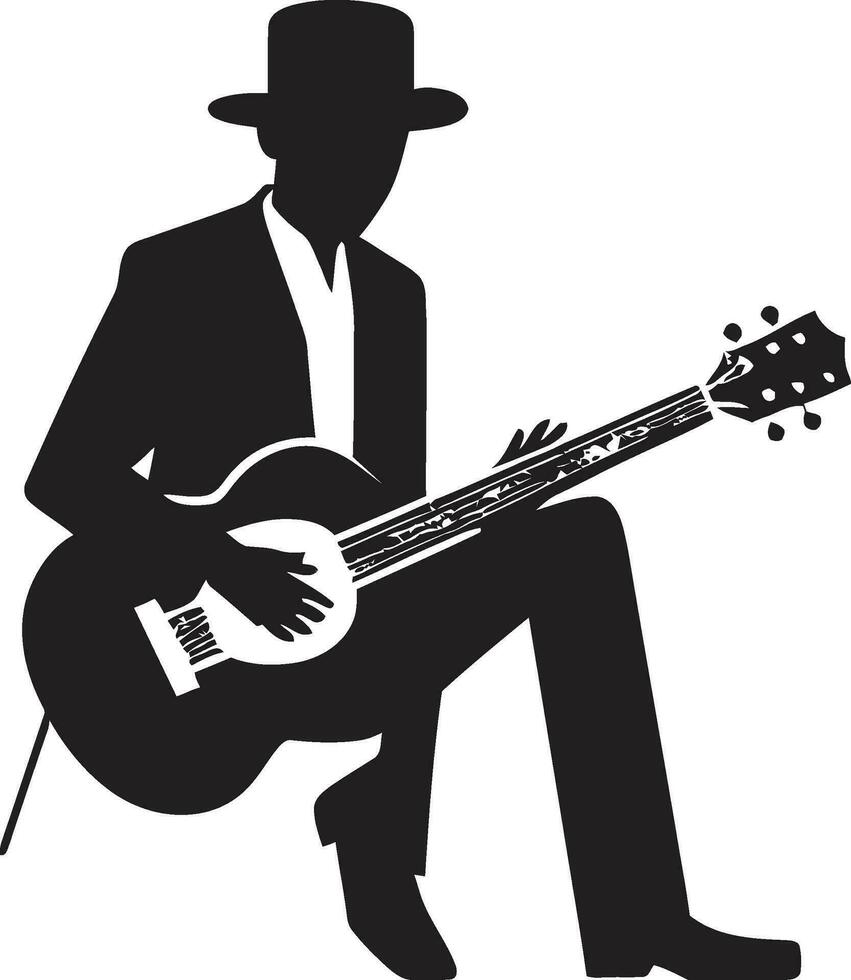 diapasón fantasía músico icono símbolo acústico aria guitarrista emblema diseño vector