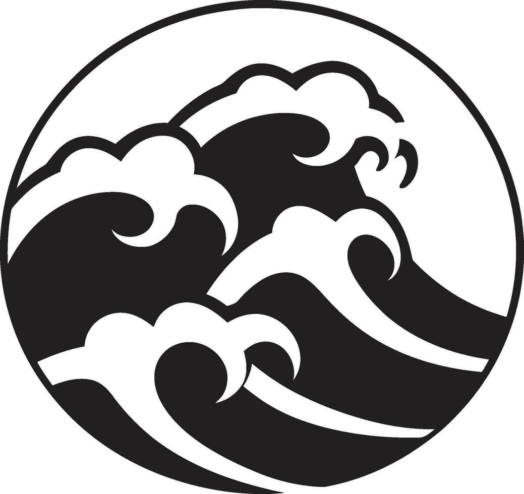 Cresting Current Minimalist Wave Emblem Design Liquid Lineage Water Wave Icon Vector