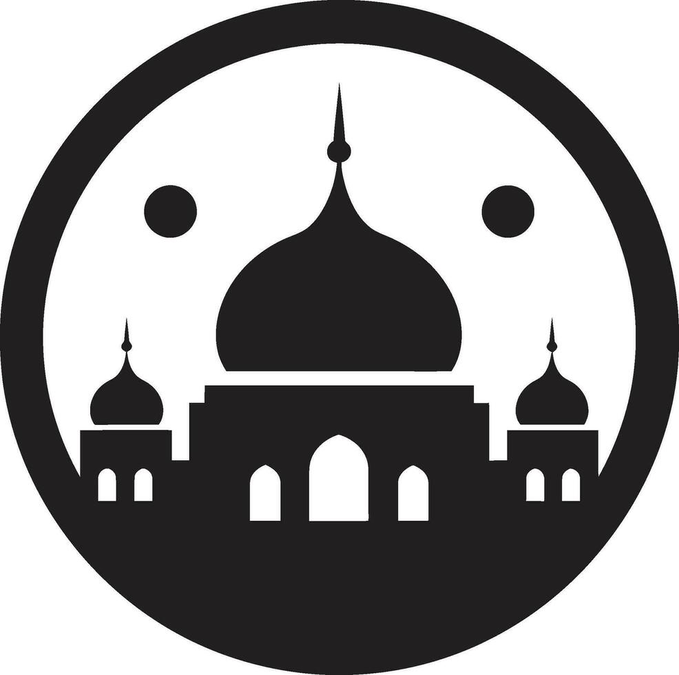 Celestial Columns Emblematic Mosque Vector Sacred Silhouette Mosque Icon Emblem