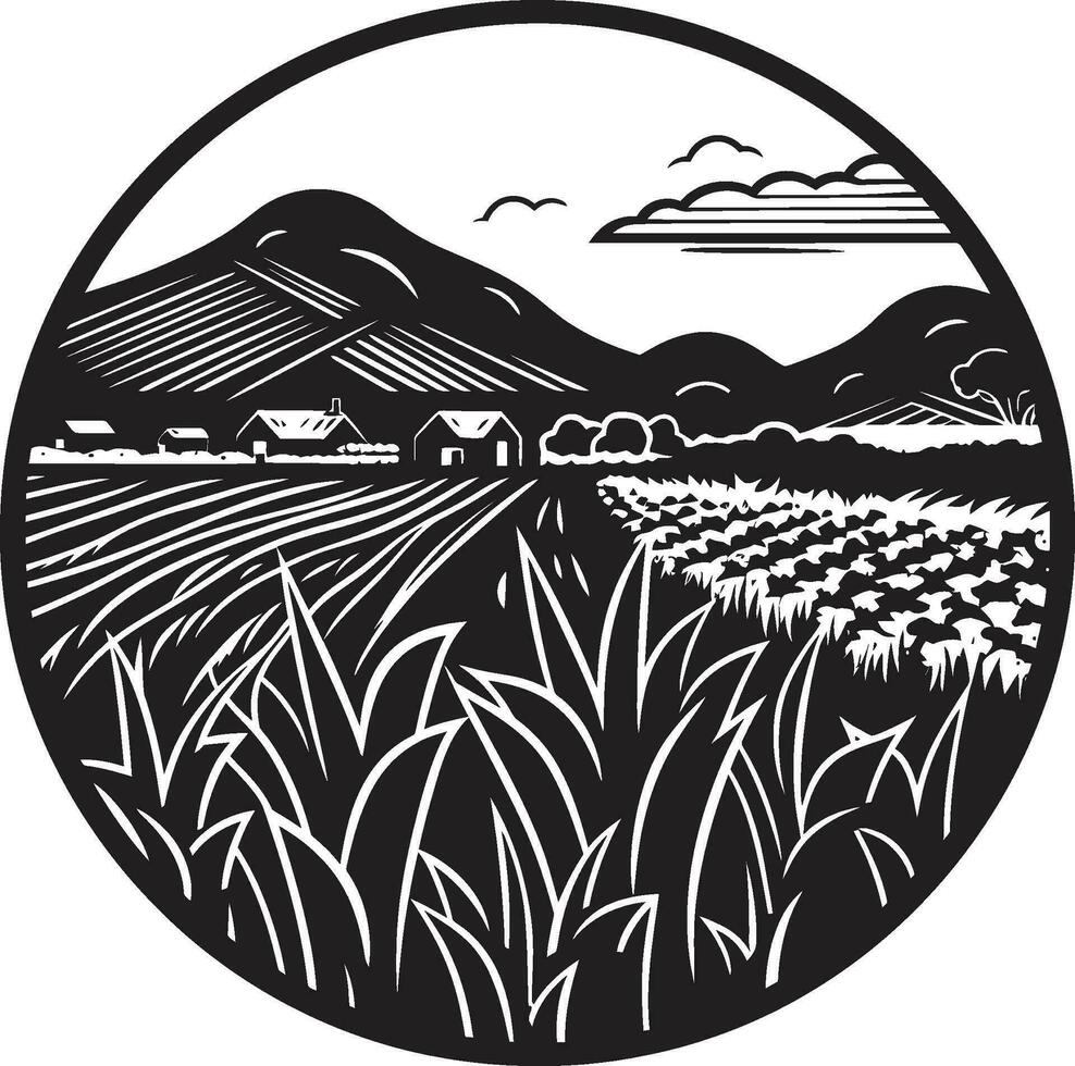 Cultivated Crest Farming Emblem Design Harvesting Hues Agriculture Logo Vector Graphic