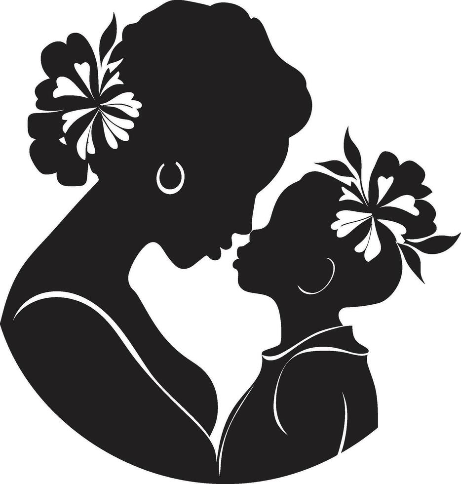 Cherished Connection Iconic Mother and Child Maternal Love Emblematic Design vector