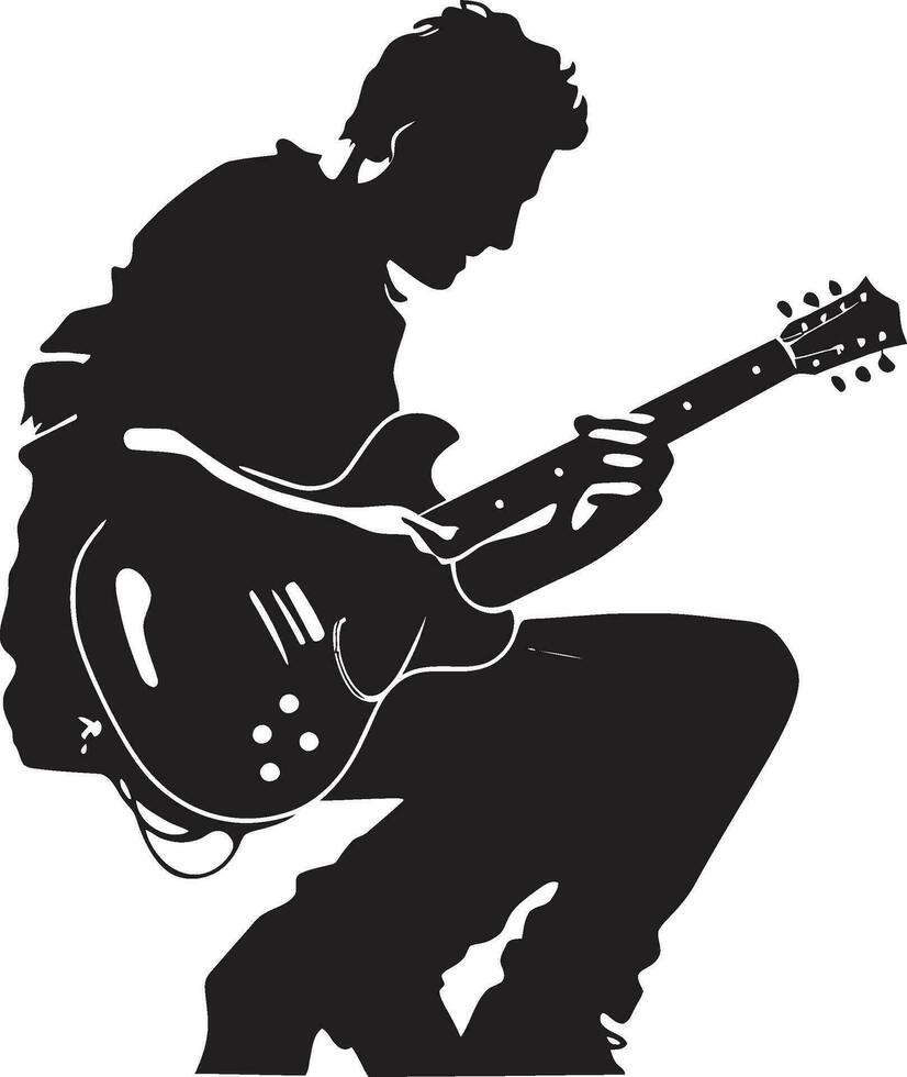 acústico himno guitarrista emblema diseño ritmo ensueño músico icono vector