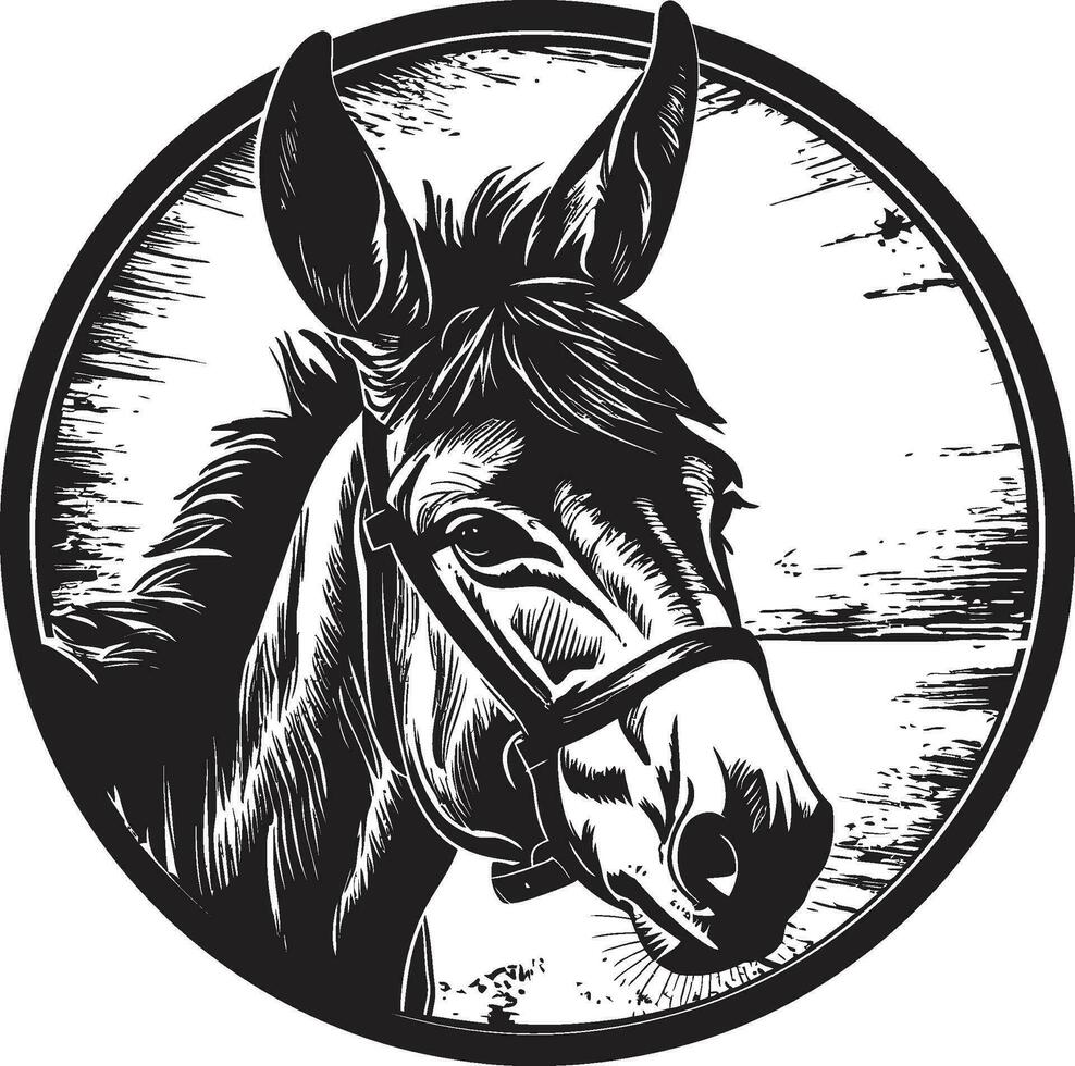 Noble Nag Emblematic Design Pack Animal Pride Donkey Icon Vector