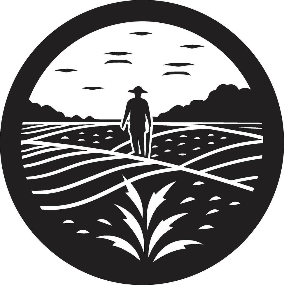 Harvest Horizon Agriculture Iconic Emblem Agronomy Artistry Farming Emblem Vector