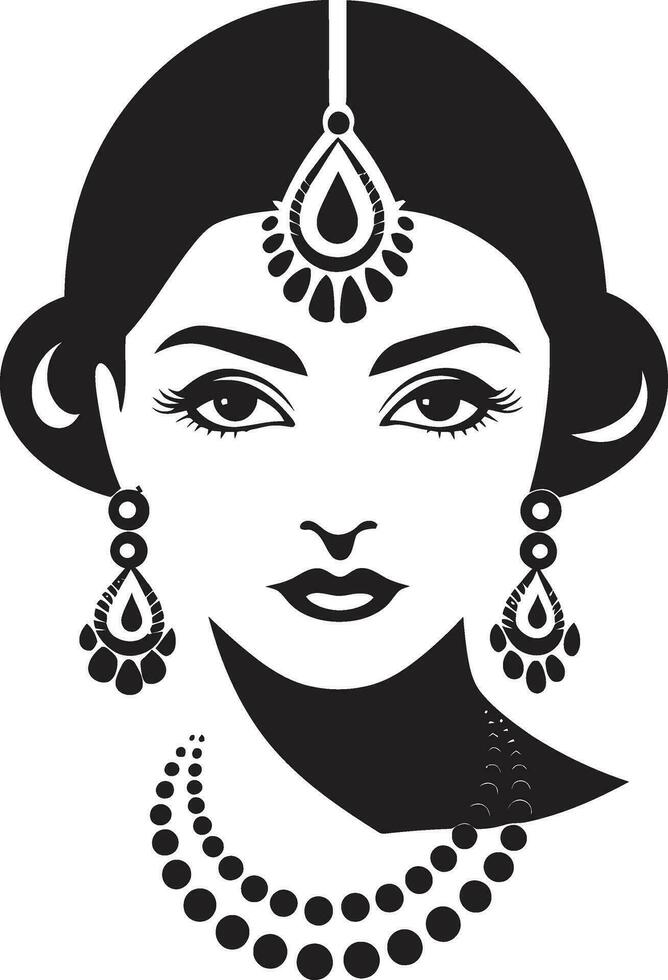 Royal Rite Indian Bride Logo Heritage Hues Wedding Woman Emblem vector