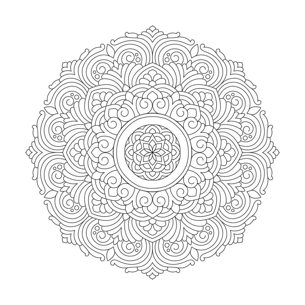 Intricate lotus mandala coloring book page vector file
