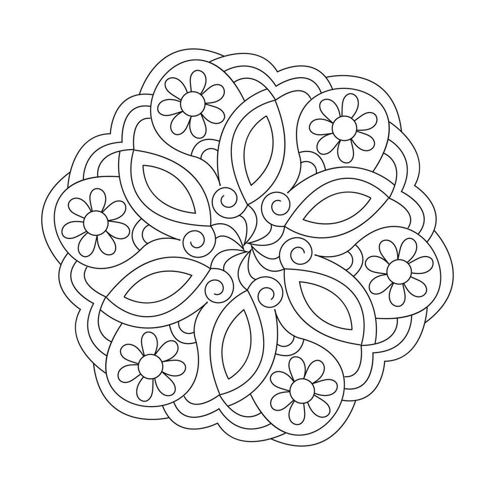Adult Tranquil whirls coloring book Mandala design vector file