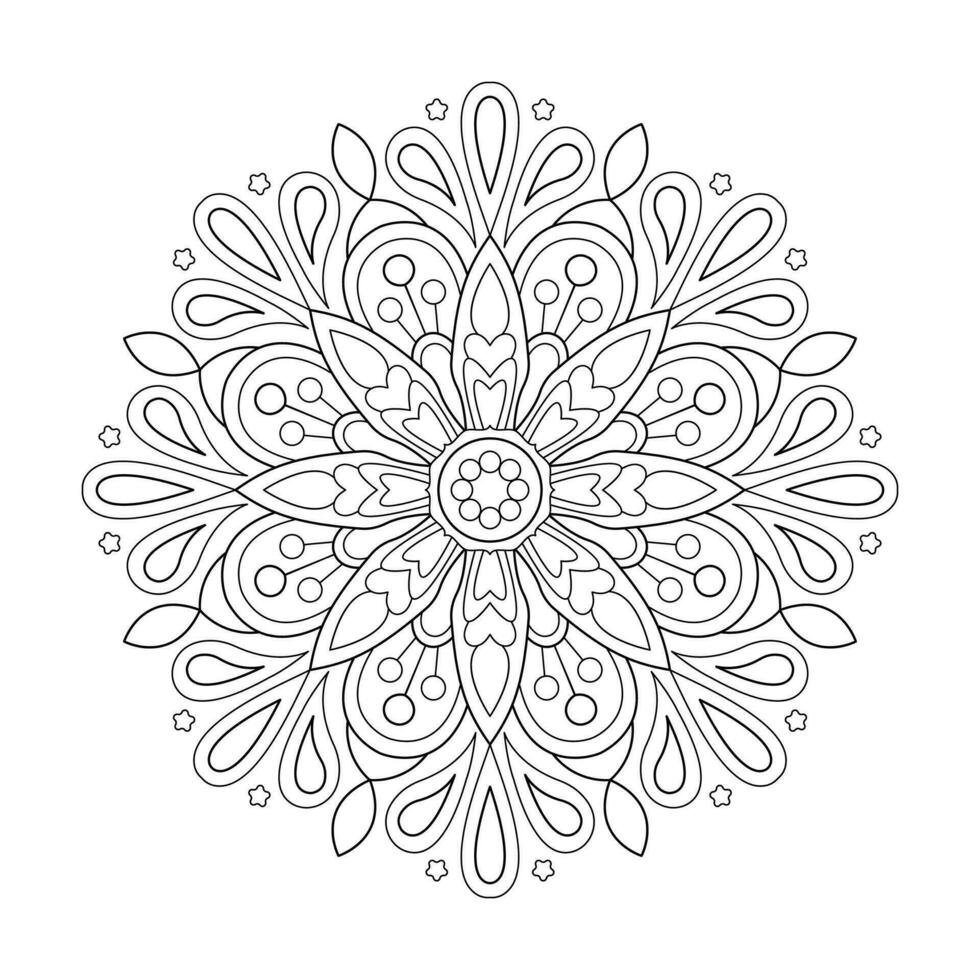 Floral Simple Mandala Design Printable Coloring Book Page Vector File