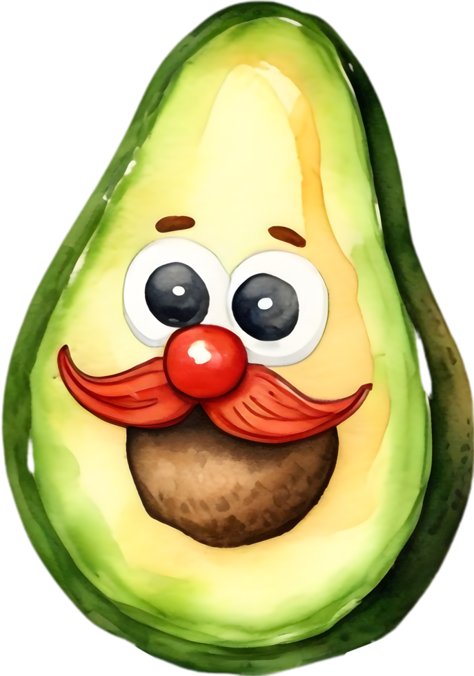 AI generated a cute avocado watercolor painting. Ai-generated. png