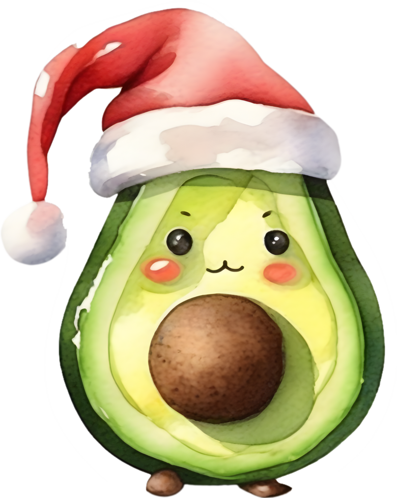 AI generated a cute avocado watercolor painting. Ai-generated. png