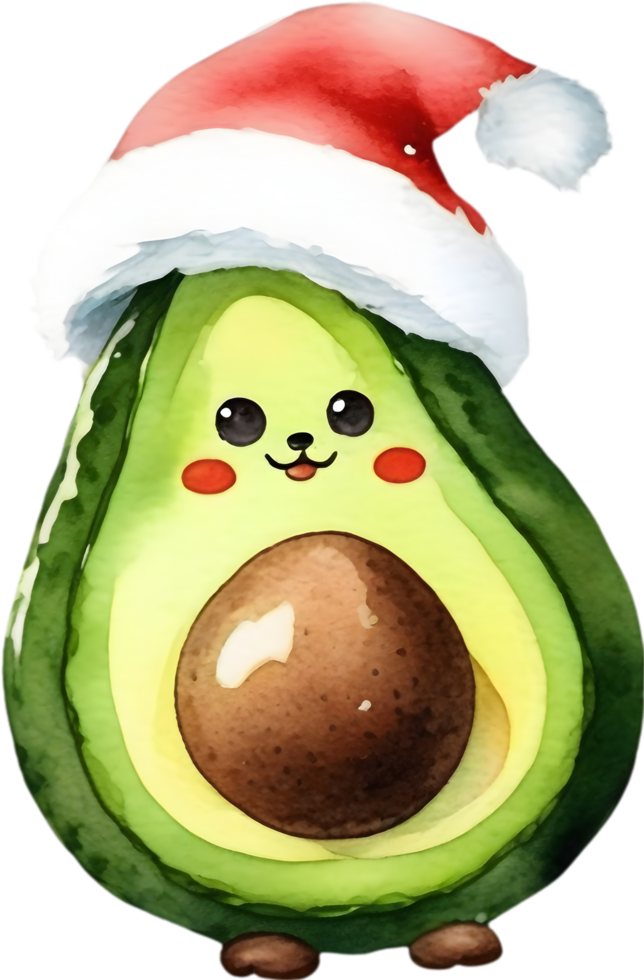 AI generated a cute avocado watercolor painting. Ai-generated. png