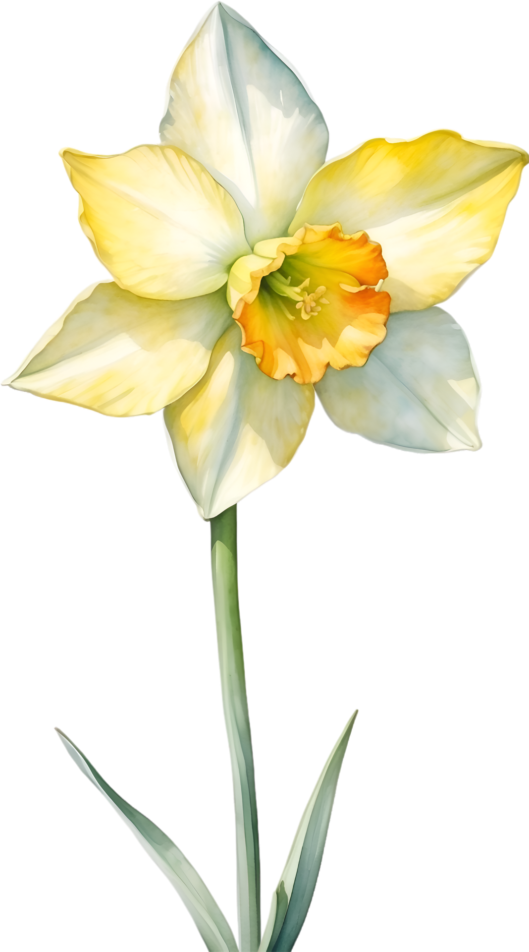 AI generated Watercolor Narcissus flower. AI-Generated. 35911827 PNG
