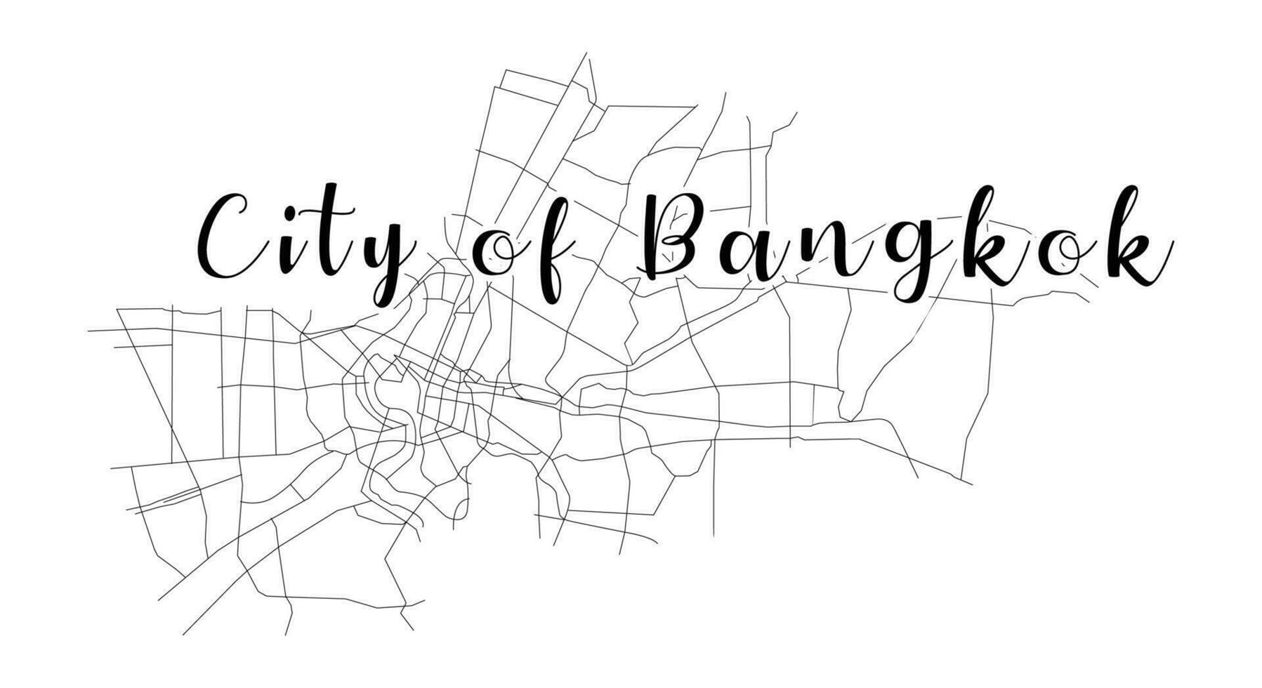 Bangkok city Thailand Map with written headline City of Bangkok. Travel Memories vector