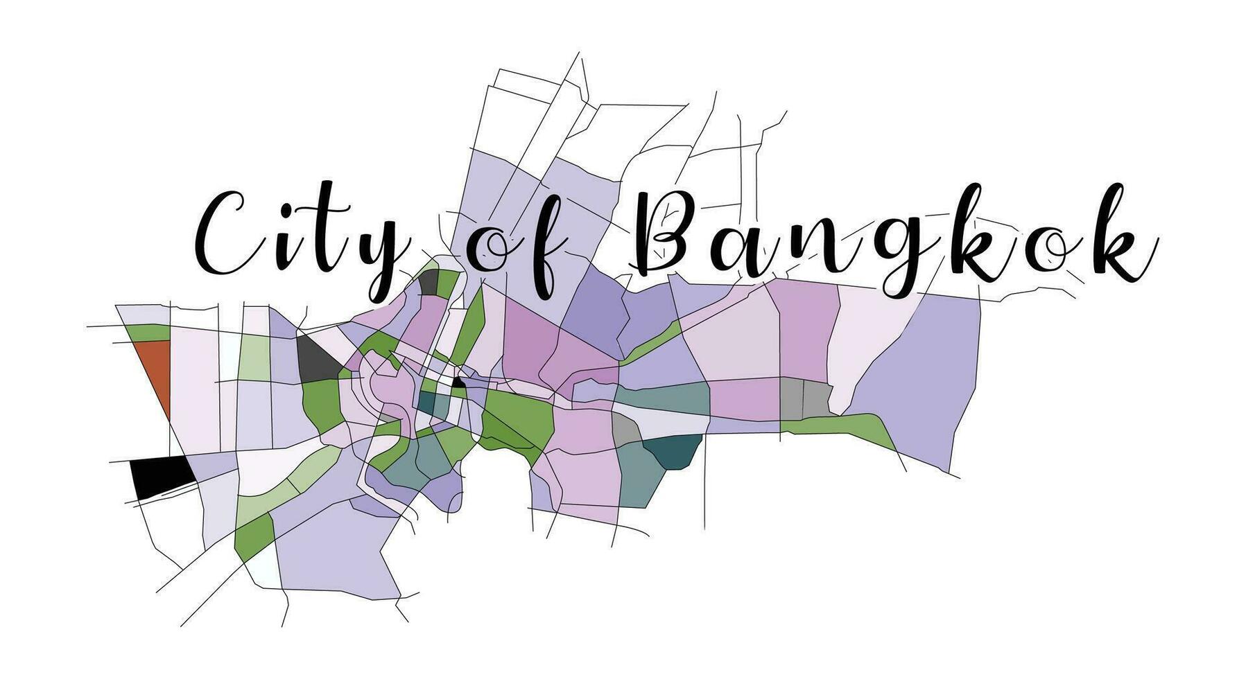 Bangkok ciudad Tailandia mapa con escrito titular ciudad de bangkok viaje recuerdos vector