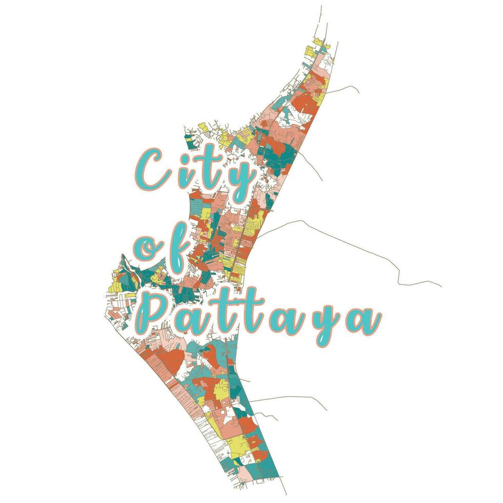 Pattaya city Thailand Map with written headline City of Pattaya. vector image for digital marketing and poster prints.