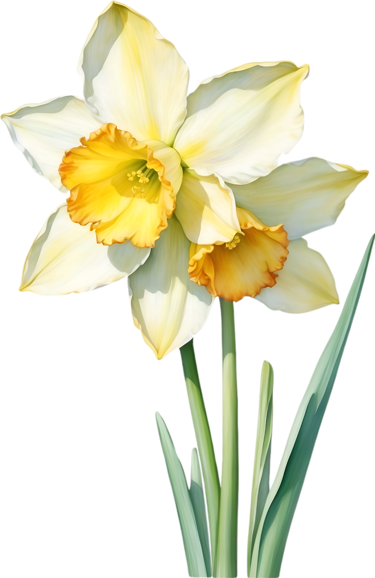 AI generated Watercolor Narcissus flower. AI-Generated. 35911842 PNG