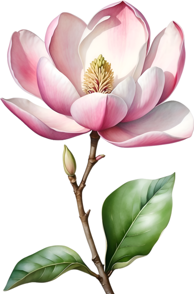AI generated Watercolor Magnolia flower. AI-Generated. png