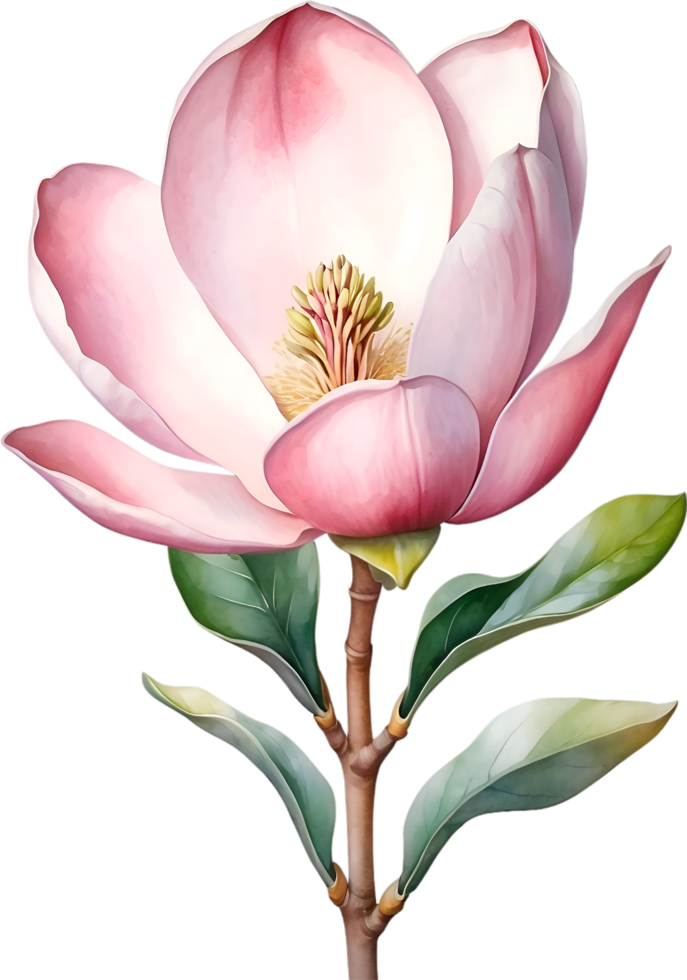 AI generated Watercolor Magnolia flower. AI-Generated. png
