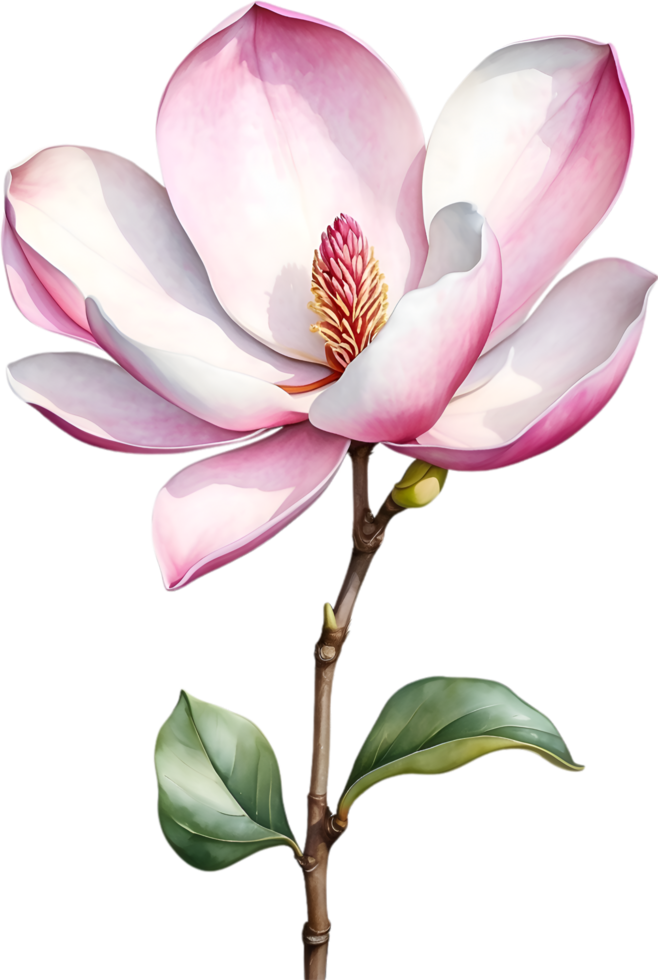AI generated Watercolor Magnolia flower. AI-Generated. png