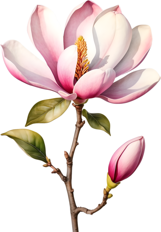 AI generated Watercolor Magnolia flower. AI-Generated. png
