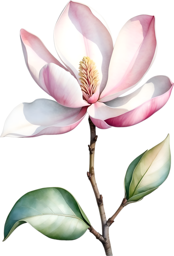 AI generated Watercolor Magnolia flower. AI-Generated. png