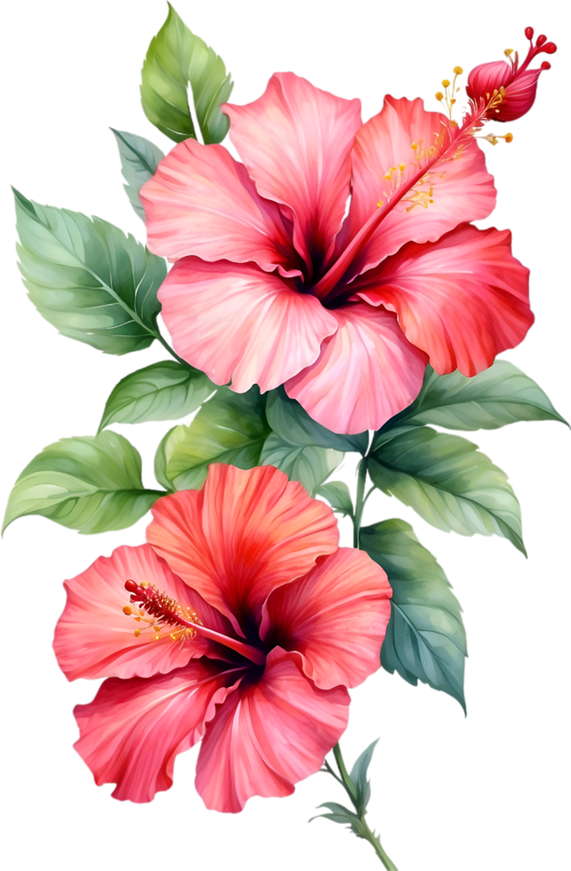 AI generated Watercolor Hibiscus flower. AI-Generated. png