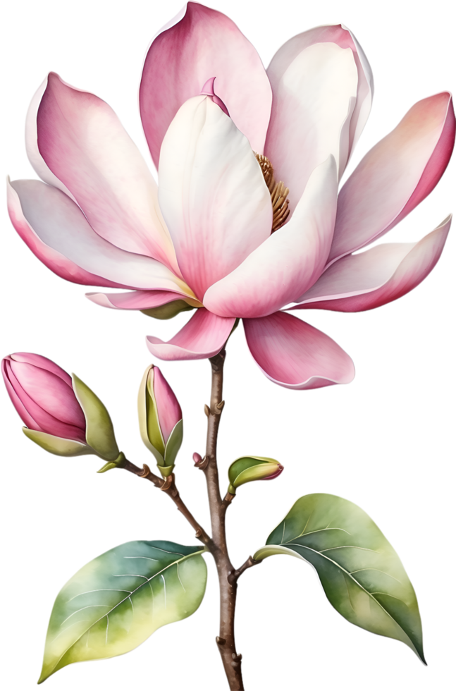 AI generated Watercolor Magnolia flower. AI-Generated. png