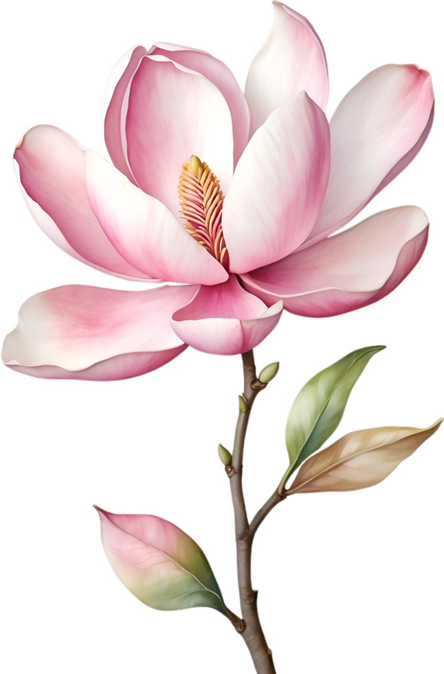 AI generated Watercolor Magnolia flower. AI-Generated. png