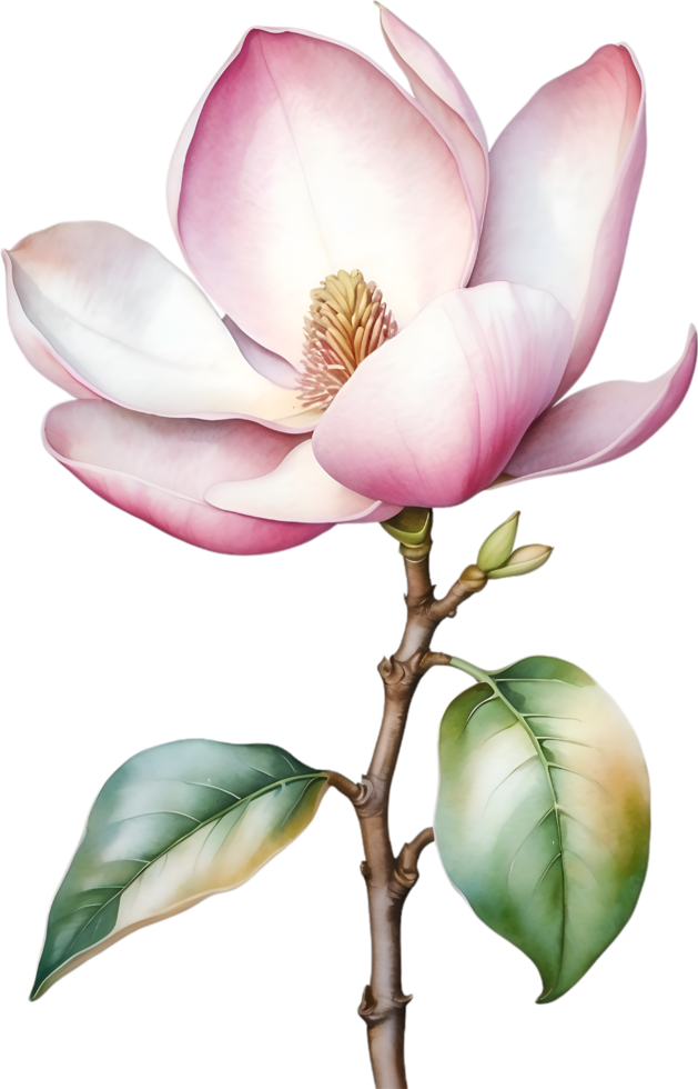 AI generated Watercolor Magnolia flower. AI-Generated. png