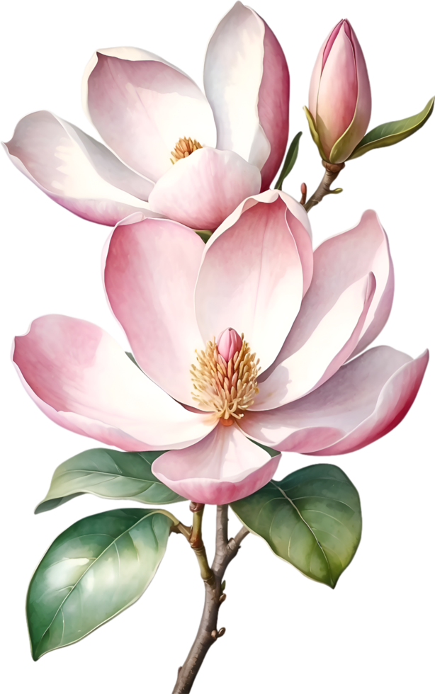 AI generated Watercolor Magnolia flower. AI-Generated. png