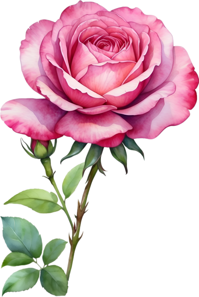 AI generated Watercolor Chinese Rose flower. AI-Generated. png