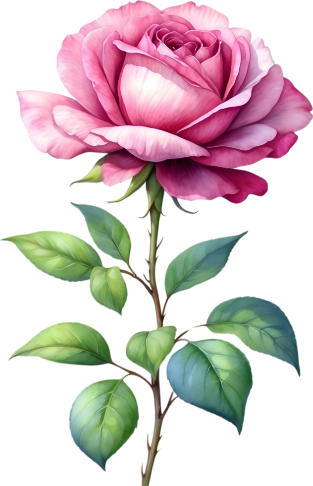 AI generated Watercolor Chinese Rose flower. AI-Generated. png