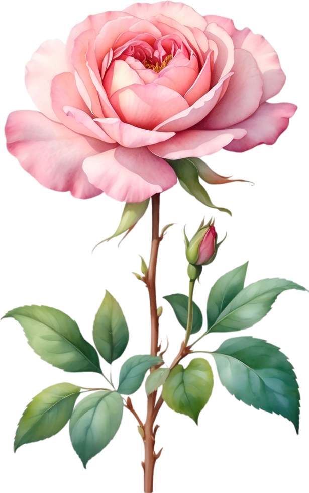 AI generated Watercolor Chinese Rose flower. AI-Generated. png